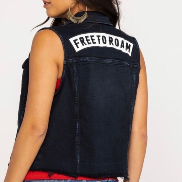 Women's Black Denim Vest - Picture 1 of 7